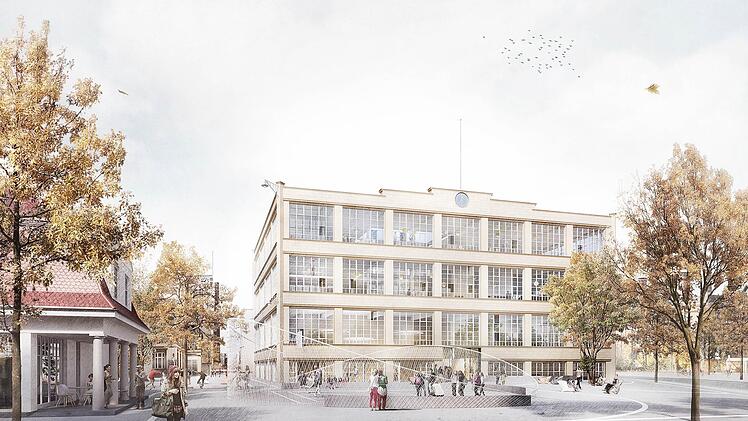 Hinter dem Projekt des Grünen Zentrums in der Spinnerei steht ein dickes Fragezeichen. Illustration:  kwurf u.g-Architekten und Lex Kerfers jetznun  Landschaftsarchitekten