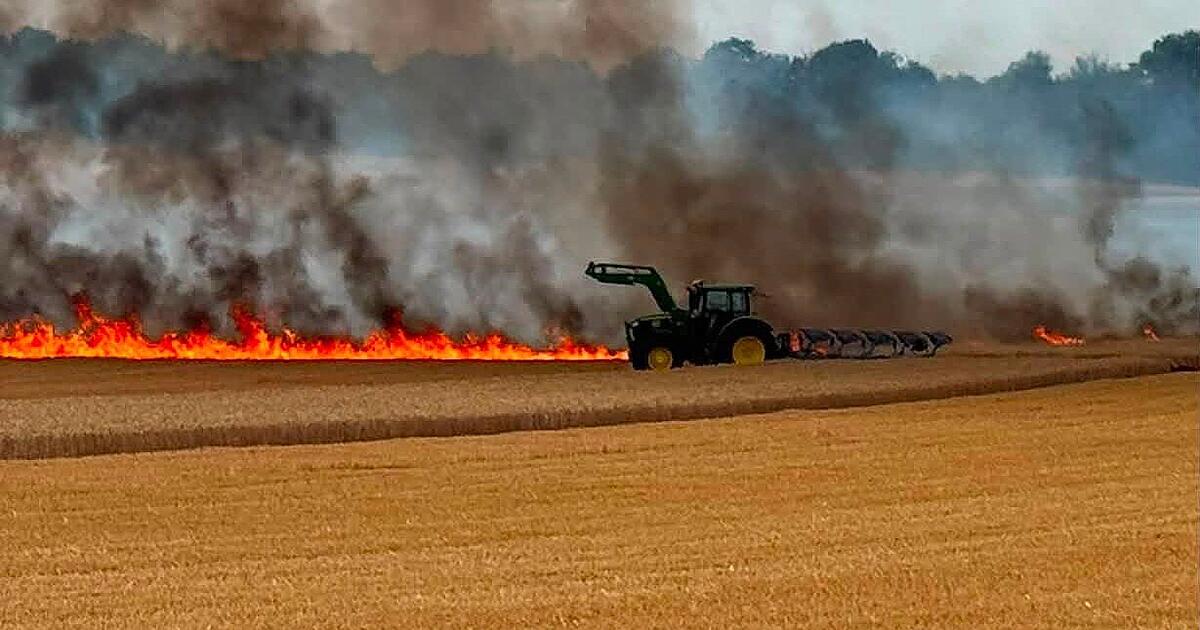 Würzburg district: Combine harvester knocks down power pole - | Field on ...