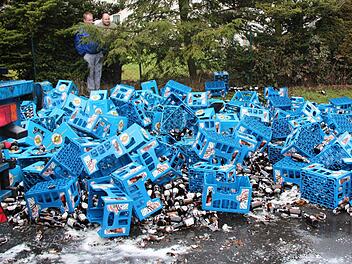 Der Gerstensaft floss auf die Straße. Fotos: Johanna Blum