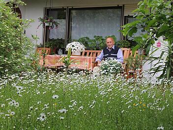 Bild: Der "Margeritenkönig" genießt sein Umfeld. Foto: Jupp Schröder