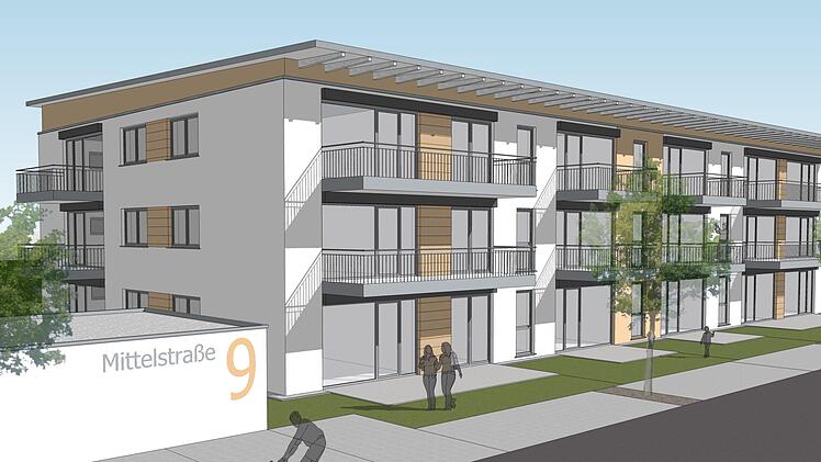 In der Mittelstraße 9 sollen vor allem kleinere Wohnungen entstehen. Die aktuelle Stellplatzordnung sorgt jedoch für Wirbel. Grafik: BauConcept