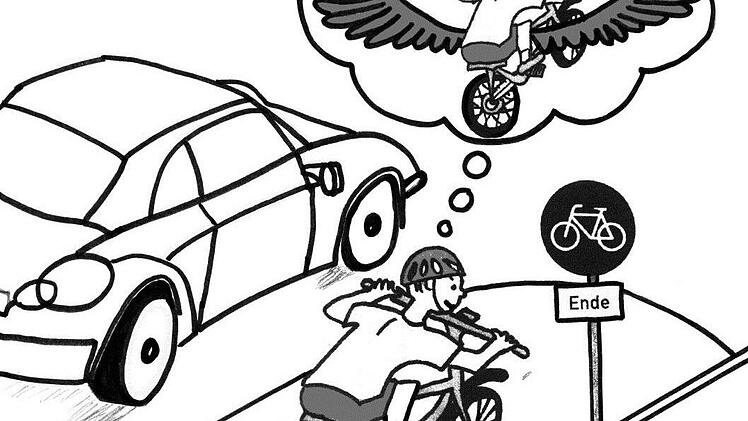 Was soll man las Radfahrer tun, wenn der Radweg plötzlich endet? Neuntklässlerin Nele hat eine Idee!