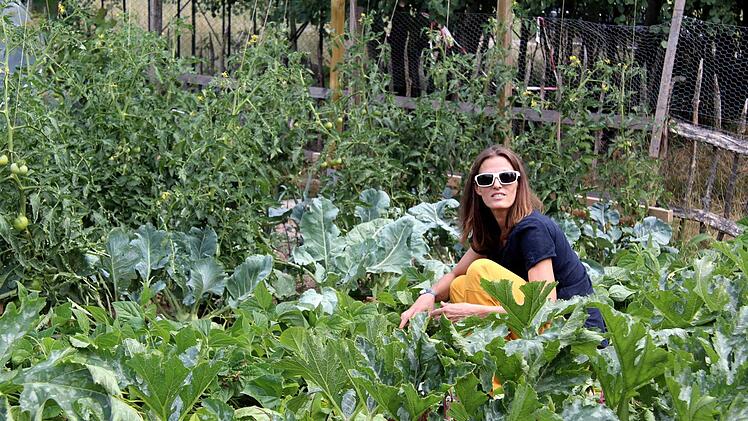 Petra Fischer erntet Buschbohnen für den Verkauf.  Fotos: Richard Sänger