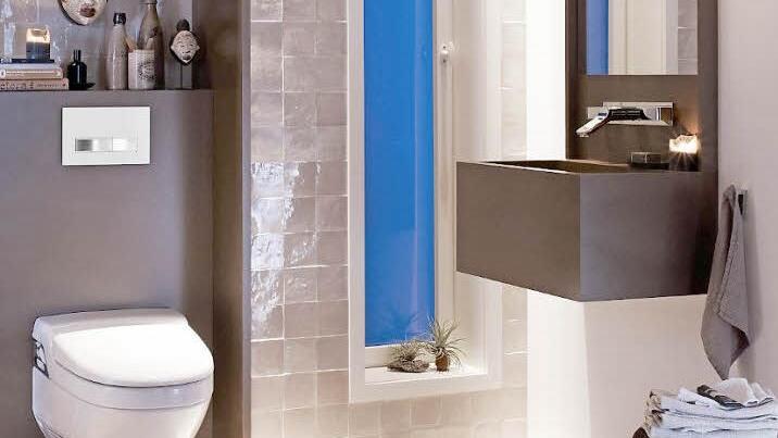 WC-Installationssysteme mit einer geringen Einbautiefe für den Unterputz-Spülkasten sparen wertvolle Raumzentimeter.  Foto: Vereinigung Deutsche Sanitärwirtschaft (VDS) / Geberit