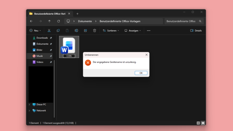 Verbotsliste f&uuml;r Windows: Diese Dateinamen darfst du nicht benutzen