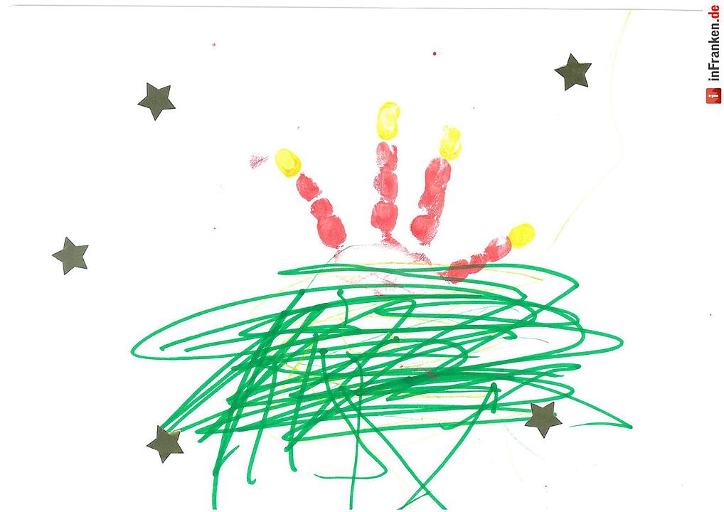 Selbstgemalte Weihnachtsbilder von Kindern aus Franken 2016