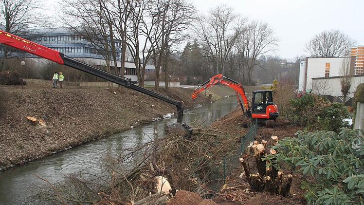 Der Startschuss f&uuml;r die Arbeiten am M&uuml;hlkanal (Wei&szlig;er Main) ist gefallen. Foto: Anna-Lena Deuerling