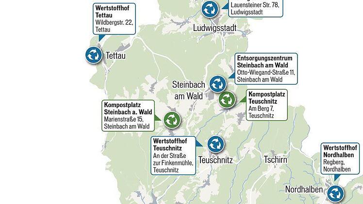 Es gibt keine Biotonne, dafür hat der Landkreis ein recht engmaschiges Netz aus Kompostplätzen und Biotonnen auf den Wertstoffhöfen. Grafik: Dagmar Klumb
