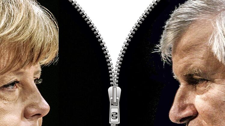 Der Streit zwischen Kanzlerin Merkel und Innenminister Seehofer besch&auml;ftigt auch Kulmbach. Montage: Micho Haller