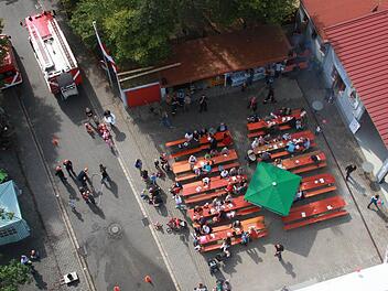 Aus 30 Meter Höhe gab es einmal eine andere Perspektive auf den Aktionstag. Fotos: Michael Busch