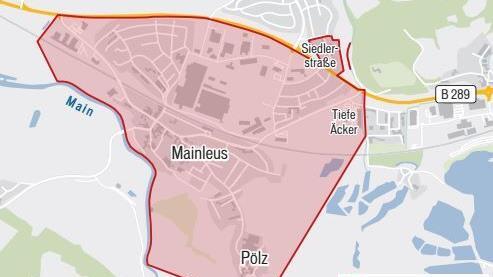 Am Montag wird in Mainleus in einem großen Gebiet das Wasser abgesperrt. Grafik: Dagmar Klumb / Quelle: Markt Mainleus