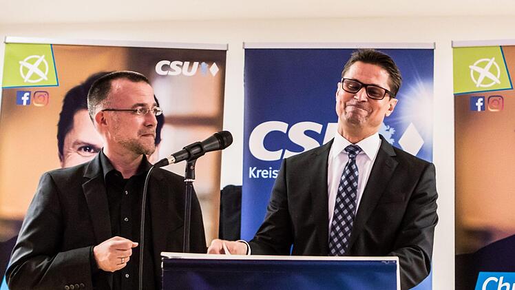Hoffnungsträger: Christian Meyer (rechts) soll für die CSU (links: Kreisvorsitzender Coburg Stadt René Boldt) den Oberbürgermeister-Sessel erobern.Foto: Jochen Berger