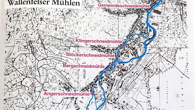 Ein Lageplan der Wallenfelser Mühlen und Mühlbäche Foto: Hans Götz