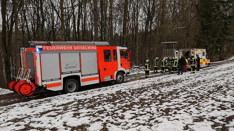 Geiselwind: Unfall mit Kettensäge bei Waldarbeiten - Feuerwehr hilft Rettungsdienst