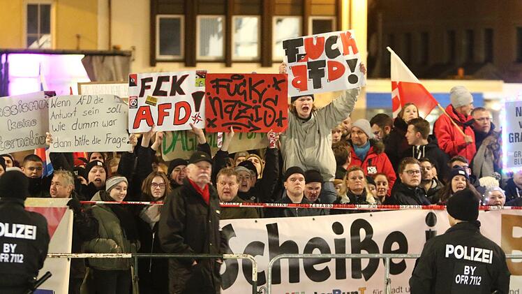 Impressionen vom Höcke-Auftritt und der ProtestveranstaltungFoto: Monika Limmer