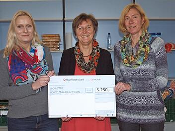 Ina Kober-Naumann (Mitte) überreichte als stellvertretende Vorsitzende der Koinor-Horst-Müller-Stiftung an die Projektleiterin der Lichtenfelser Tafel, Stefanie Renner (links) und an Gisela Berner (rechts), eine großherzige Sachspende in Höhe von 5250 Euro für die Lichtenfelser Tafel plus.  Foto: Alfred Thieret
