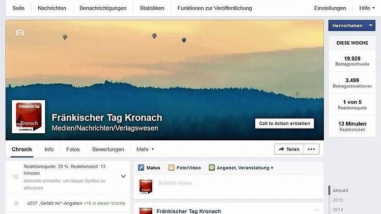Die Facebook-Seite des Fränkischen Tags Kronach steuert mittlerweile auf die 5000-Fans-Marke zu.