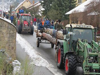 Ein Tross aus mehreren Traktoren brachte die "Bürgermeister"-Bäume an Ort und Stelle. Foto: Doris Bauer
