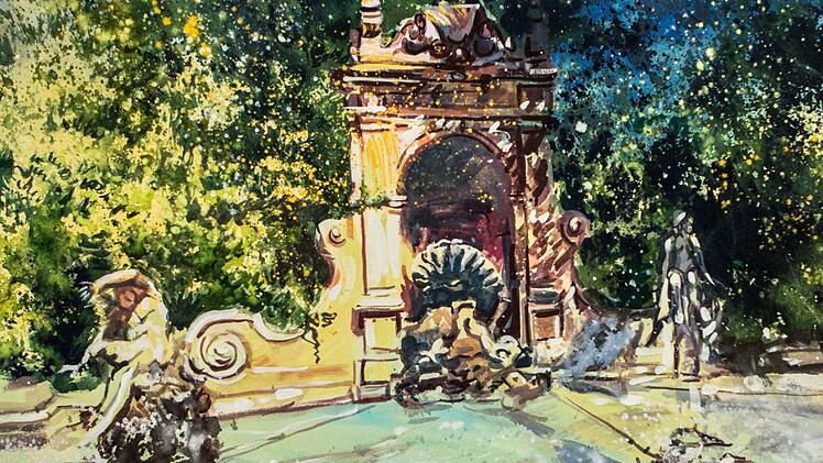 Ausstellung der Sommerakademie im Coburger Kunstverein: "Alfred Brunnen im Coburger Hofgarten" von Birgit Maria GötzFoto: Jochen Berger