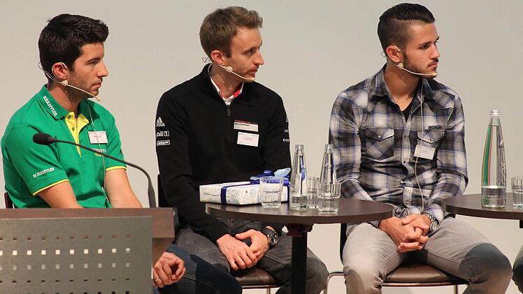 Geballte Kompetenz: die Rennfahrer Mike Rockenfeller, Timo Bernhard und Daniel Abt (v.l.)