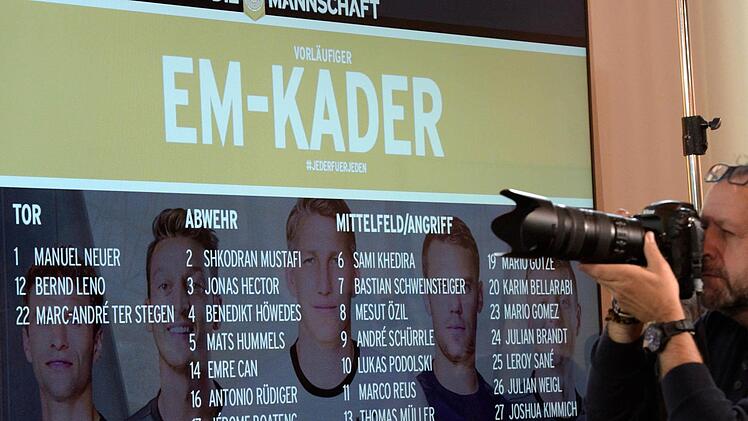 Diese 27 Spieler stehen im vorläufigen Kader für die Europameisterschaft 2016 in Frankreich.  Foto: dpa