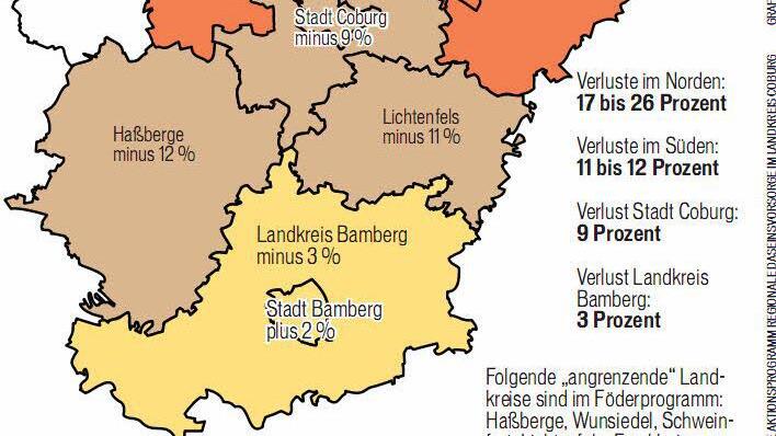 Viele Landkreis um den Coburger Landkreis sind bereits im Förderprogramm für die hausärztliche Versorgung.  Grafik: CT