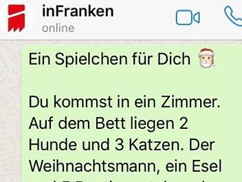 Der Kettenbrief auf WhatsApp beginnt mit den Worten "Ein Spielchen für Dich". Foto: Screenshot/inFranken.de