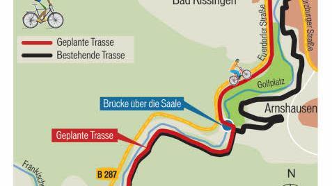 Der Plan für den Radweg Euerdorf - Bad Kissingen.