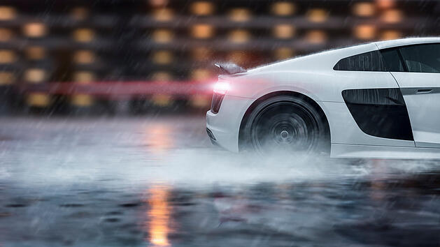 Sportwagen, Regen, Aquaplaning, Auto, PS