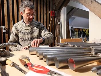 Orgelbaumeister Benjamin Buob und Kollegen nehmen die Generalrevision der großen Bamberger Domorgel vor. Alle Fotos: Matthias Hoch