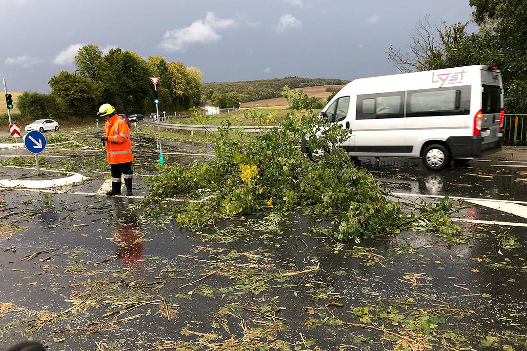 Abgerissene Äste auf der Kreuzung B 8/B 468