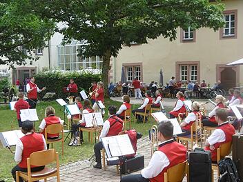 Die Georgi-Bläser spielten mit der Bläser-Klasse in Schloss Römershag auf. Foto: Marco Ullrich