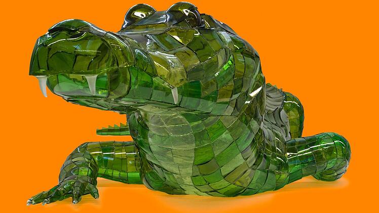 Dieses grüne Krokodil wirbt auf den Plakaten für den 4. Coburger Glaspreis.Foto: Lutz Naumann / Kunstsammlungen Coburg