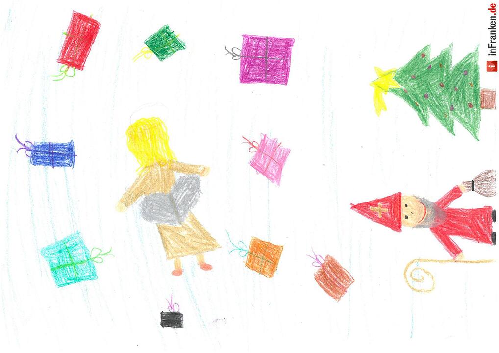 Selbstgemalte Weihnachtsbilder von Kindern aus Franken 2016