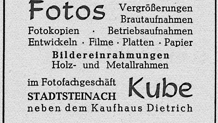 Von 1947 bis 1951 gab es im Stadtsteinach das Fotogeschäft Franz Kube. Reproduktion: Siegfried Sesselmann