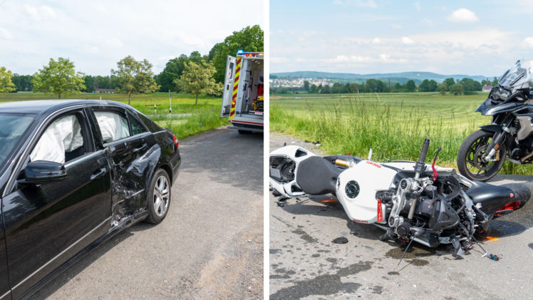 Schwerer Motorrad-Unfall im Kreis Forchheim: Biker f&auml;hrt "fast ungebremst in Auto"