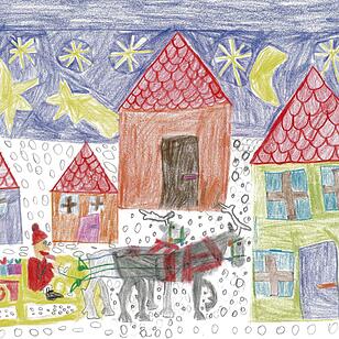 Selbstgemalte Weihnachtsbilder von Kindern aus Franken 2016