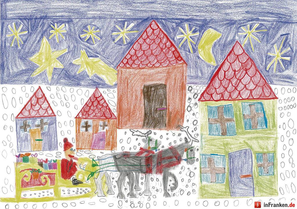 Selbstgemalte Weihnachtsbilder von Kindern aus Franken 2016