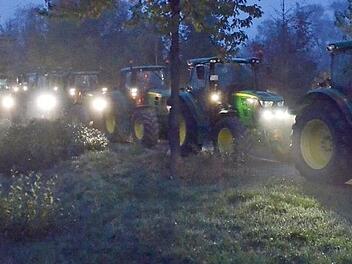 Coburger Landwirte sammelten sich im vergangenen Jahr immer wieder mit ihren Traktoren zu Protestfahrten.  Foto: Rainer Lutz
