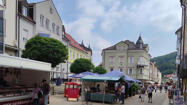 Am Samstag boten zehn Marktbeschicker ihre regionalen Produkte in der Ludwigstraße in Bad Brückenau an. Foto: Mark Decker