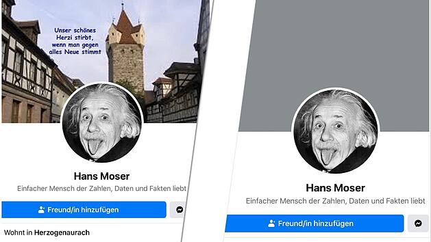 Links der "alte" Account, rechts der Neue - doch der Umzug machte die Sache nicht besser.   Das Konto wurde am Donnerstag, gegen 15.15 Uhr gelöscht.