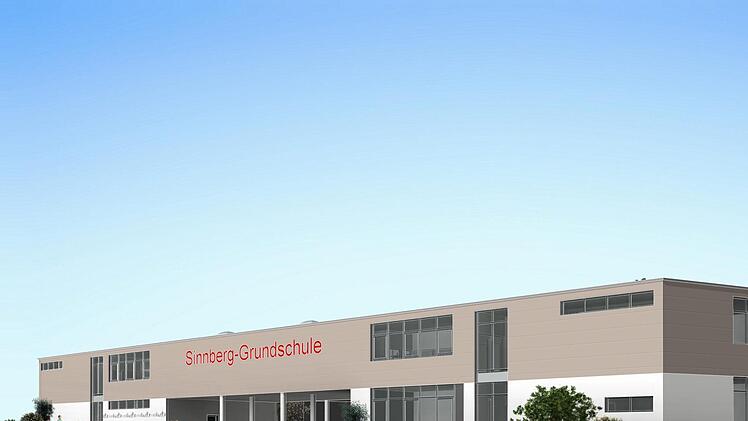 So wird der zweigeschossige Erweiterungsbau der Sinnberg-Grundschule mit Durchgang zum Innenhof ab Sommer 2022 aussehen. Foto: Architekturbüro Richter