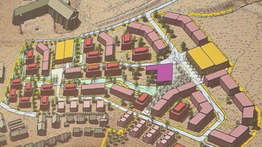 Anhand einer 3-D-Darstellung des Baugebiets wurde gezeigt, dass die Häuser in der Nähe der bestehenden Bebauung durch ein Staffelgeschoss weniger massiv wirken sollen als ursprünglich geplant.     Foto: Richard Sänger