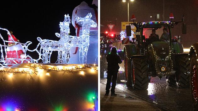Erste Lichterfahrt in Ansbach: Geschm&uuml;ckte Traktoren fahren durch Stadt - gro&szlig;e Bilderstrecke