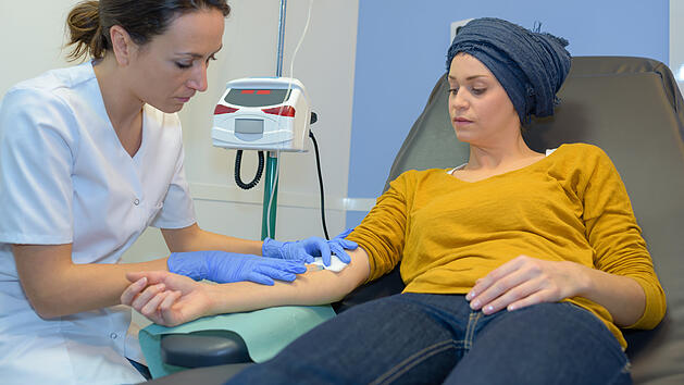 woman receiving a chemotherapy