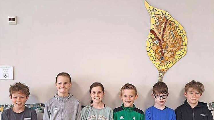 Leopold Dexneit, Luisa Drodowsky, Fiona Starrach, Luca Schmitt, Jonas Partsch und Hannes von Doehren von der Johannes-Petri-Grundschule in Elfershausen-Langendorf stellten beim K&auml;nguru-Mathematik-Wettbewerb ihr K&ouml;nnen unter Beweis.