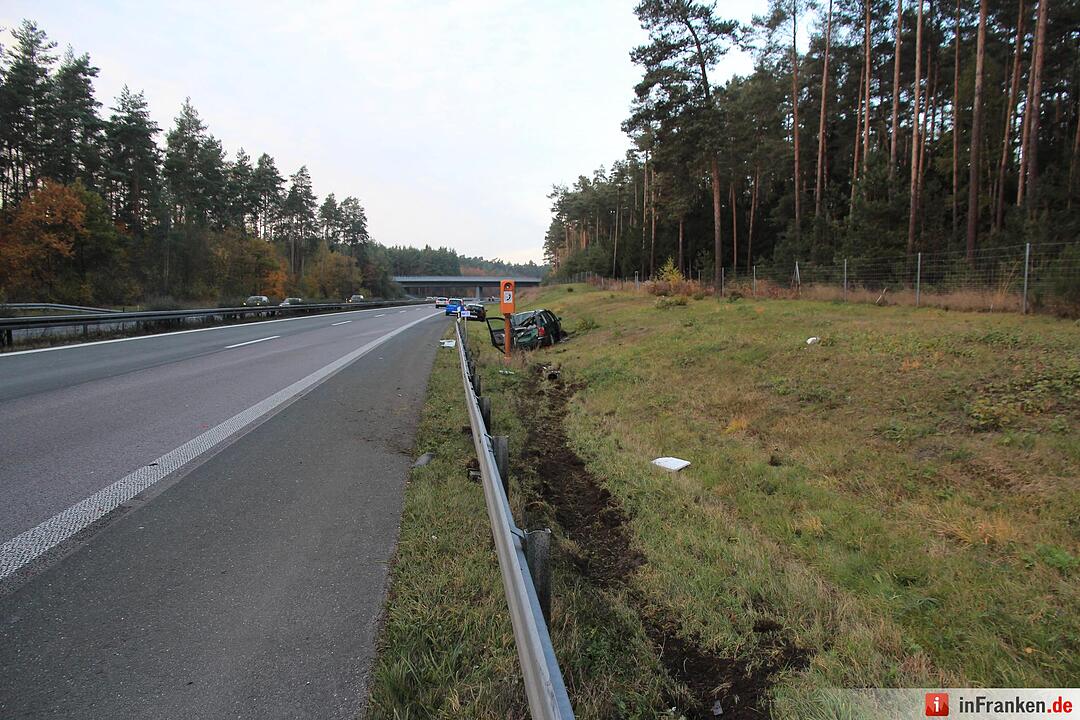 Kollision auf A73 bei Bamberg- Fahrer schwer verletzt