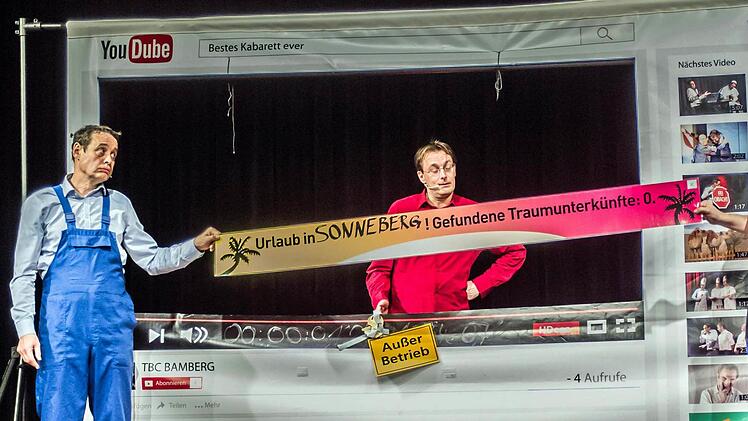 So feiert das Trio "TBC" die offizielle Premiere seines neuen Programms "Aller Unfug ist schwer" im Coburger Kongresshaus.