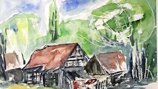Ein Aquarell von Irmi Schleicher. Foto: Helmut Will