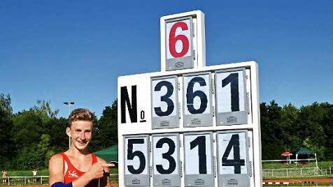 Tim Krönert von der TS Lichtenfels gelang mit dem letzten Versuch der goldene Wurf mit dem Speer. Foto: pr